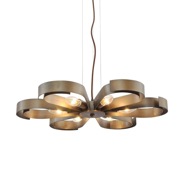 Unitary Brand Antique Copper Metal Floral Pendant light with 6 E12 Bulb  Sockets 360W Copper Finish